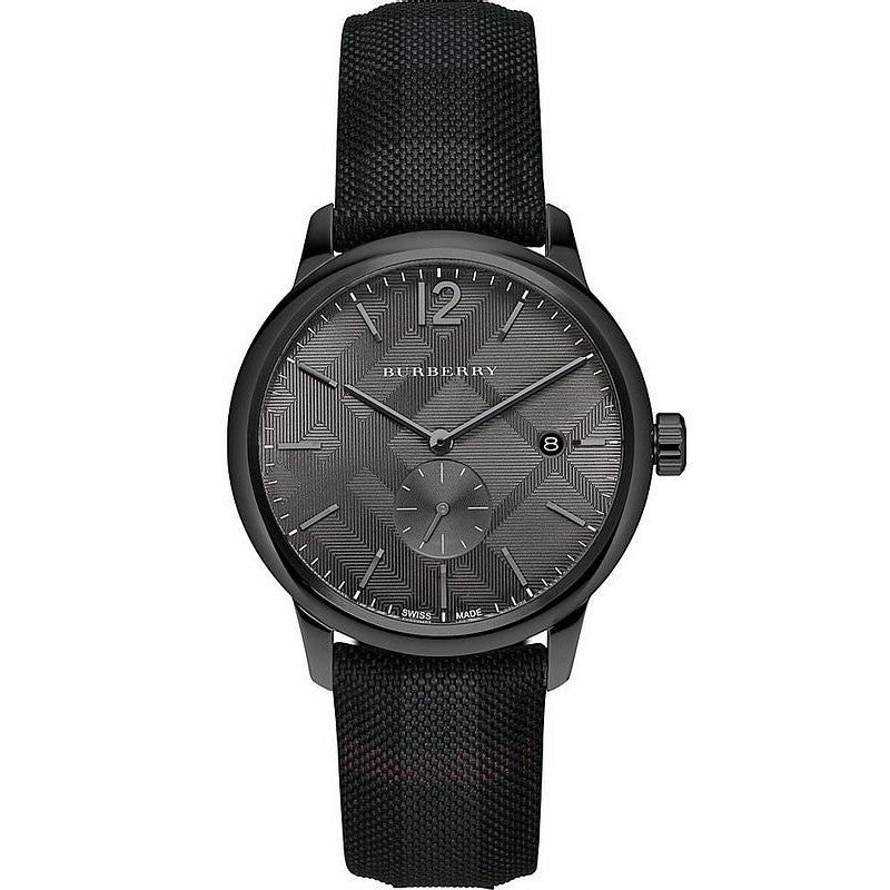 Burberry Men’s Swiss Made Leather Strap Black Dial 40mm Watch BU10010