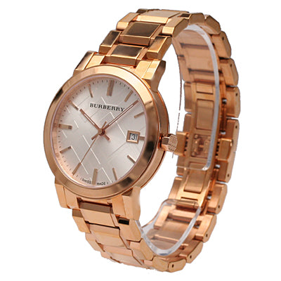 BURBERRY White Check Pattern Dial Rose Gold-plated Unisex Watch BU9004 Main Image