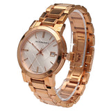 BURBERRY White Check Pattern Dial Rose Gold-plated Unisex Watch BU9004
