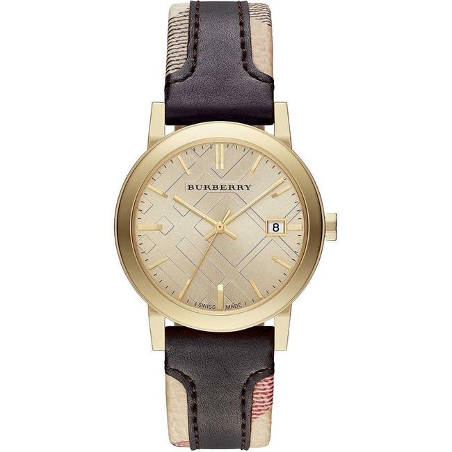 Burberry The City Gold-Tone Leather Mens Watch BU9032 Hover Image