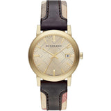Burberry The City Gold-Tone Leather Mens Watch BU9032