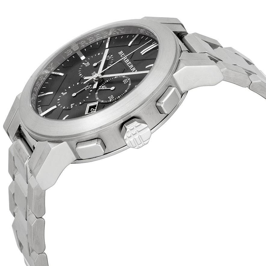 Swiss Silver Black Date Dial 42mm Men Chronograph Stainless Steel Wrist Watch The City BU9351