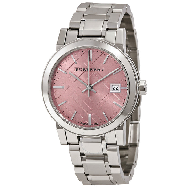 BURBERRY Pink Check Stamped Stainless Steel Ladies Watch BU9124 Main Image