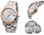 BURBERRY Two Tone Rose Gold Stainless Steel Bracelet Ladies Watch BU9105