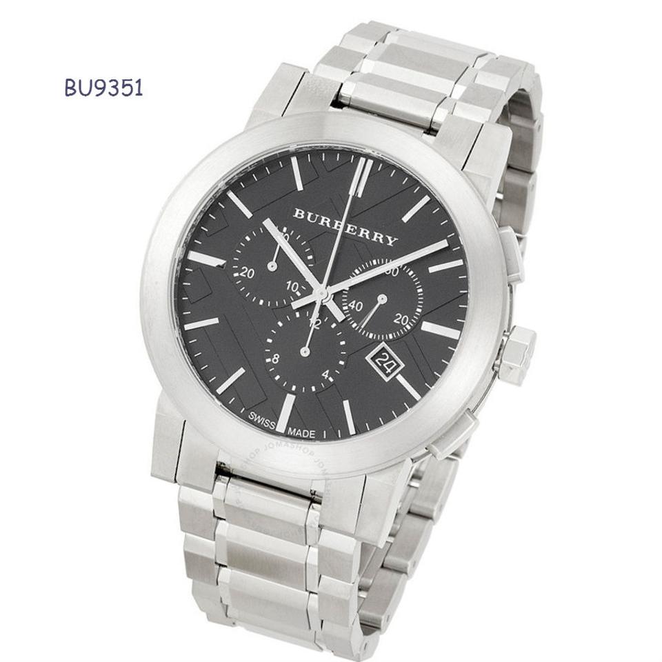 Swiss Silver Black Date Dial 42mm Men Chronograph Stainless Steel Wrist Watch The City BU9351