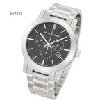 Swiss Silver Black Date Dial 42mm Men Chronograph Stainless Steel Wrist Watch The City BU9351