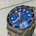 Fossil Men’s Chronograph Quartz Stainless Steel Blue Dial 46mm Watch FS5724
