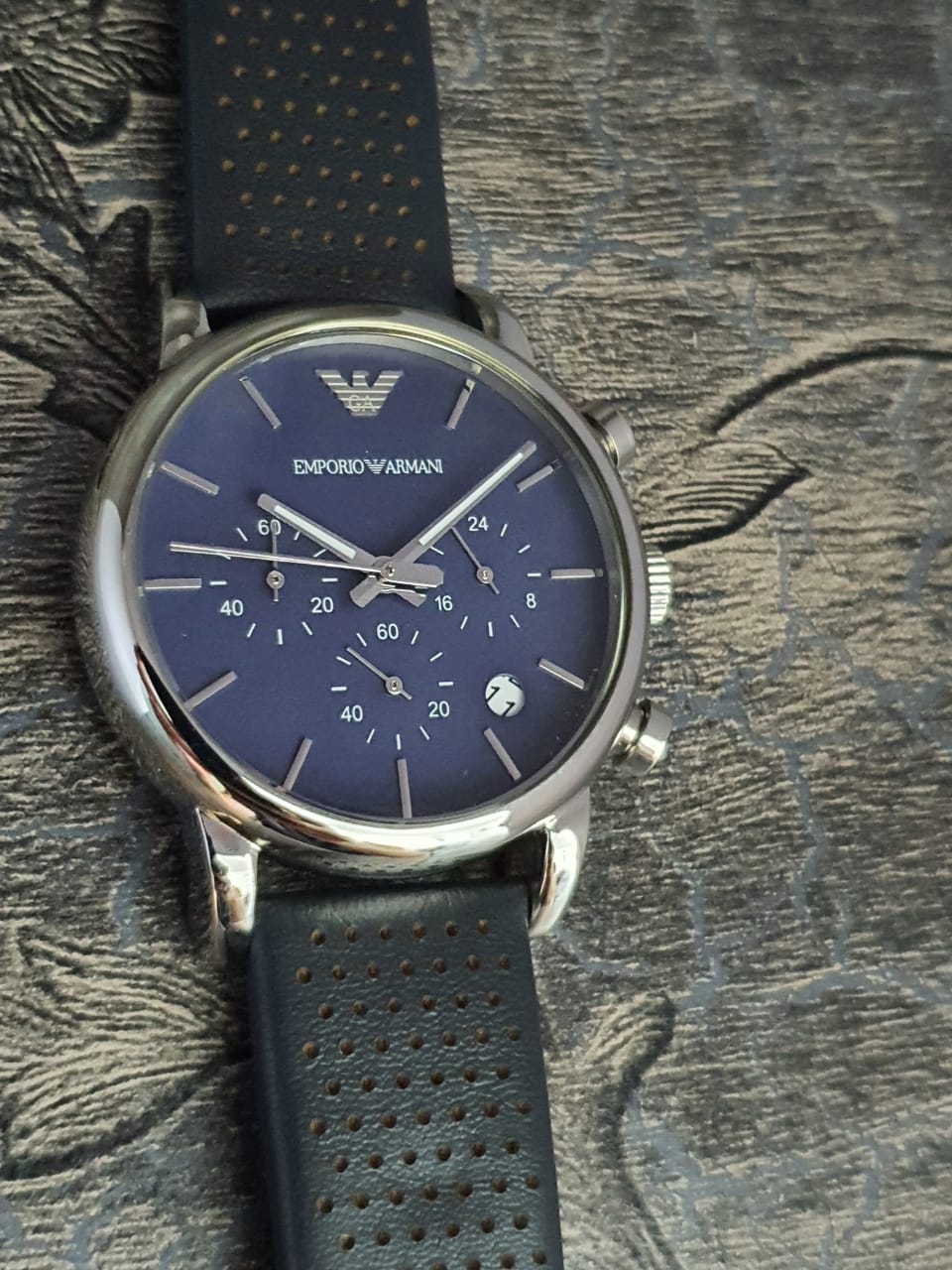 Emporio Armani Men’s Quartz Leather Strap Blue Dial 41mm Watch AR1736