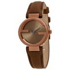 Gucci Women’s Quartz Leather Strap Swiss Made Brown Dial 29mm Watch YA133504