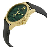 Gucci Men’s Analog Swiss Made Quartz Leather Strap Malachite Green Dial 38mm Watch YA126463