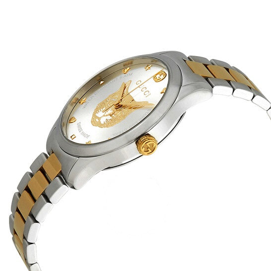 Gucci Unisex Swiss Made Quartz Stainless Steel Silver (Tiger Face) Dial 38mm Watch YA1264074