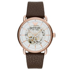 Emporio Armani Men’s Automatic Leather Strap White Dial 43mm Watch AR60027