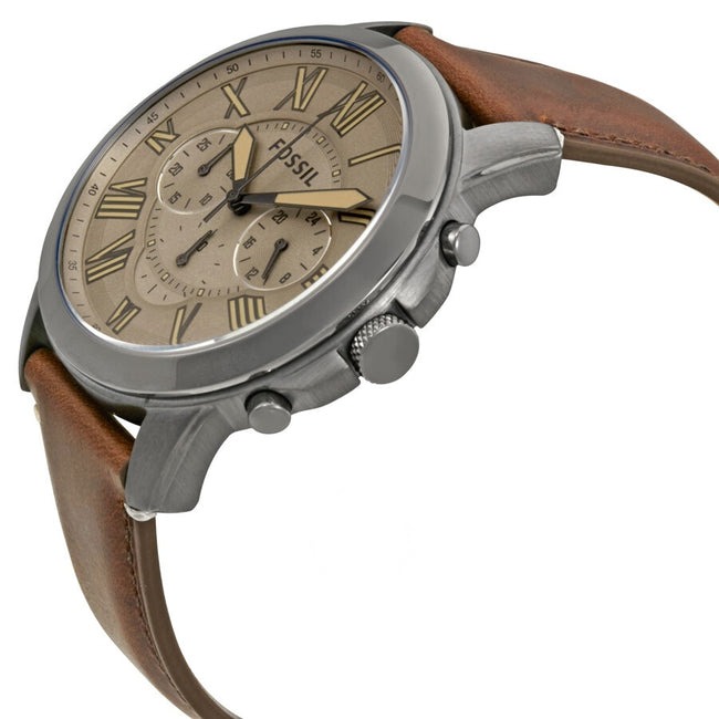 Fossil Men’s Quartz Leather Strap Brown Dial 44mm Watch FS5214 Main Image