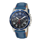 Fossil Men’s Chronograph Quartz Leather Strap Multi Color Dial 44mm Watch FS5373