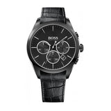 Hugo Boss Men’s Quartz Lather Strap Black Dial 46mm Watch 1513367