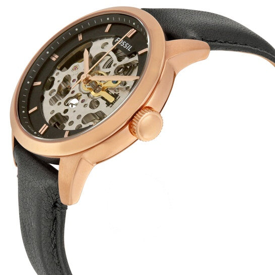 Fossil Men’s Automatic Leather Strap Skeleton Dial 40mm Watch ME3084