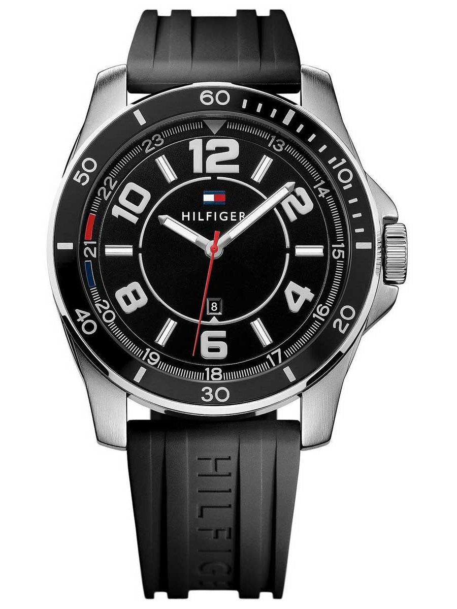 Tommy Hilfiger Men's 1791046 Black Dial Black Silicone Strap Watch