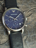Emporio Armani Men’s Quartz Leather Strap Blue Dial 41mm Watch AR1736
