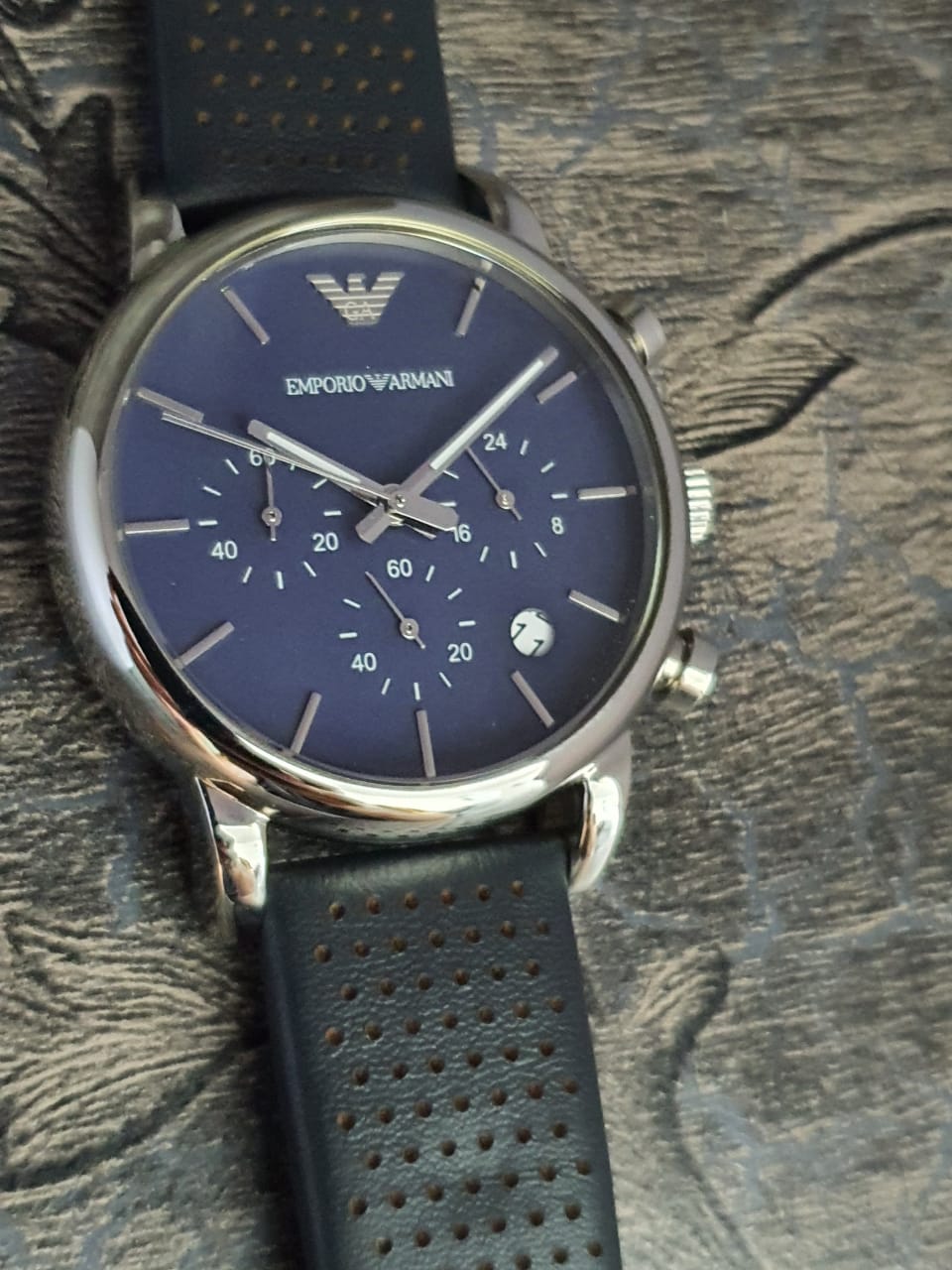 Emporio Armani Men’s Quartz Leather Strap Blue Dial 41mm Watch AR1736
