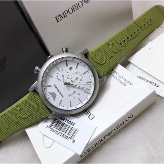 Emporio Armani Men’s Quartz Silicone Strap White Dial 46mm Watch AR11022
