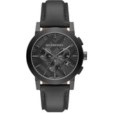 Burberry Men’s Swiss Made Leather Strap Dark Grey Check Stamped Dial 42mm Watch BU9364