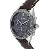 Hugo Boss Men’s Quartz Brown Leather Strap Grey Dial 42mm Watch 1513598