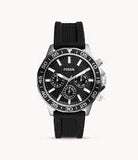 Fossil Men’s Chronograph Quartz Black Silicone Strap Black Dial 45mm Watch BQ2494