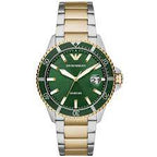 Emporio Armani Men’s Quartz Two-tone Stainless Steel Green Dial 42mm Watch AR80063