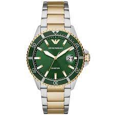 Emporio Armani Men’s Quartz Two-tone Stainless Steel Green Dial 42mm Watch AR80063 Hover Image