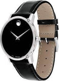 Movado Men’s Quartz Swiss Made Leather Strap Black Dial 40mm Watch 0607269