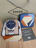 Fossil Men’s Chronograph Quartz Stainless Steel Blue Dial 46mm Watch FS5605