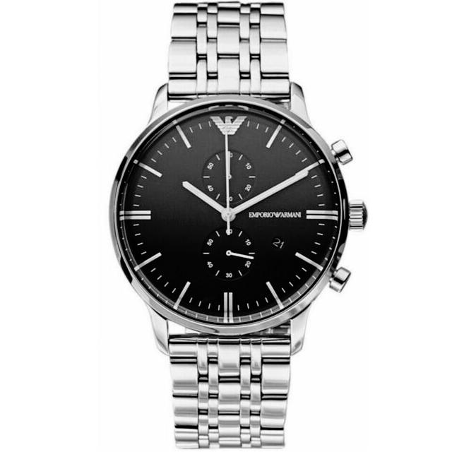Emporio Armani Men’s Quartz Chronograph Stainless Steel Black Dial 43mm Watch AR80009 Hover Image