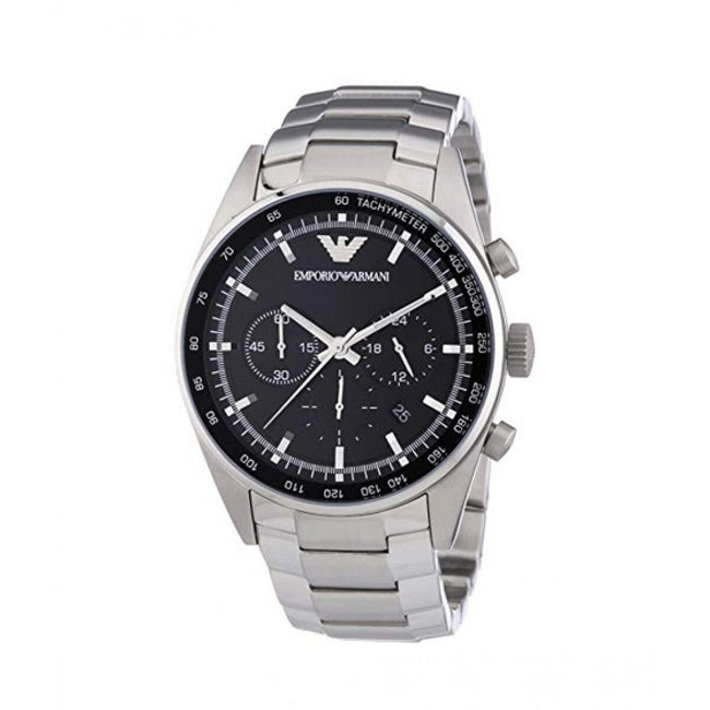 Emporio Armani Men’s Chronograph Stainless Steel Black Dial 43mm Watch AR5980 Hover Image
