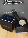 Tommy Hilfiger Men’s Quartz White Dial Black Leather Strap Watch 1791138