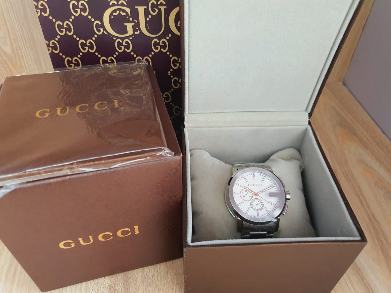 Gucci Men’s Analog Quartz Display Swiss Made Stainless Steel Silver 44mm Watch YA101201