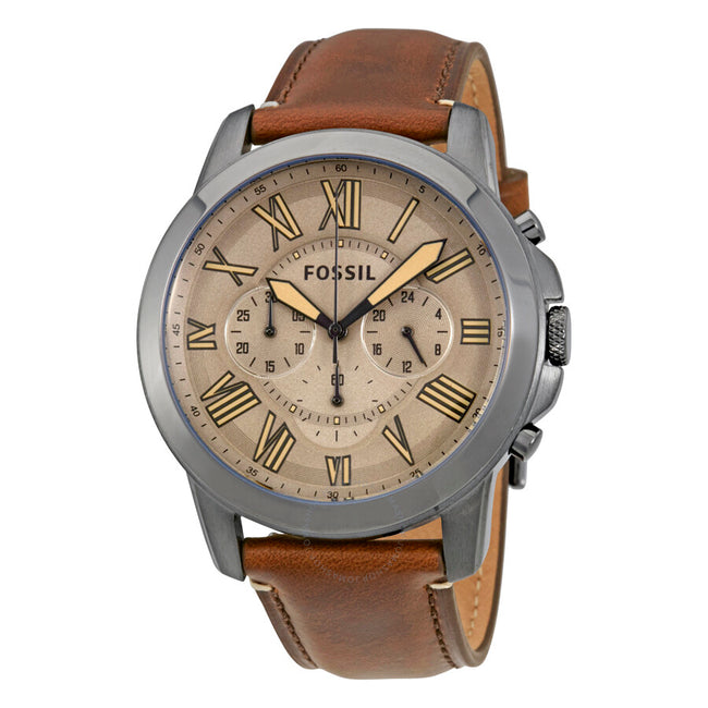 Fossil Men’s Quartz Leather Strap Brown Dial 44mm Watch FS5214 Hover Image