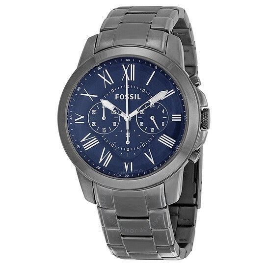 Fossil Men’s Chronograph Stainless Steel Blue Dial 44mm Watch FS4831 Hover Image
