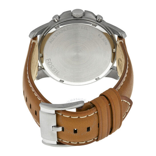 Fossil Men’s Chronograph Quartz Leather Strap White Dial 44mm Watch FS5060