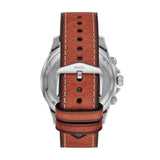 Fossil Men’s Quartz Chronograph Brown Leather Strap Blue Dial 48mm Watch FS5675