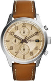 Fossil Men's Chrono Bown Leather Band Cream Dial With Date Watch FS5140