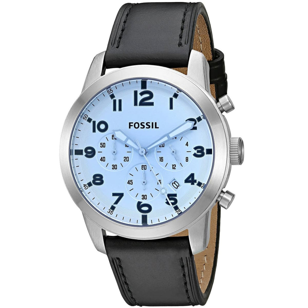 Fossil Men’s Quartz Leather Strap Silver Dial 44mm Watch FS5162