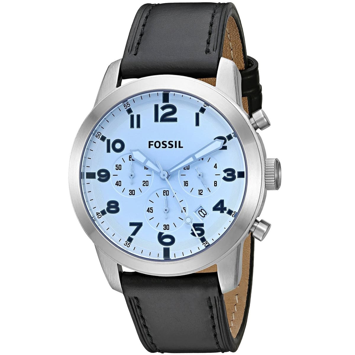 Fossil Men’s Quartz Leather Strap Silver Dial 44mm Watch FS5162