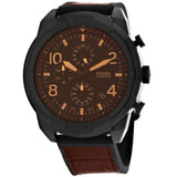 Fossil Men’s Chronograph Quartz Leather Strap Black Dial 50mm Watch FS5713