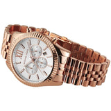 Michael Kors Women’s Quartz Rose Gold Stainless Steel Silver White Dial 45mm Watch MK8313
