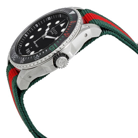 Gucci Men’s Swiss Made Quartz Nylon Strap Black Dial 45mm Watch YA136209 Main Image