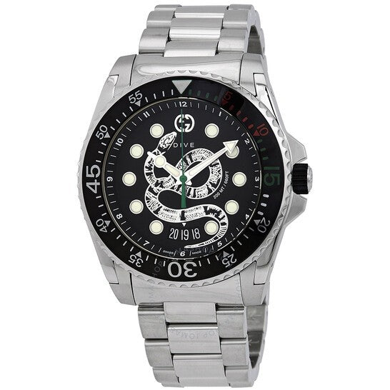 Gucci Men’s Analog Quartz Swiss Made Stainless Steel Black Dial 45mm Watch YA136218