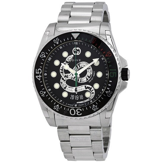 Gucci Men’s Analog Quartz Swiss Made Stainless Steel Black Dial 45mm Watch YA136218 Hover Image