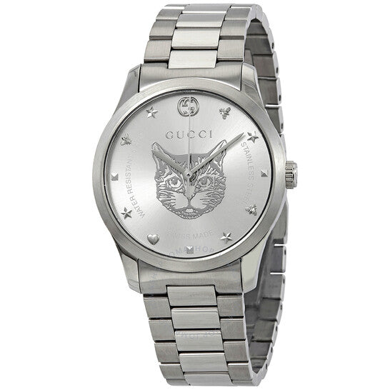 Gucci Unisex Swiss Made Quartz Silver Stainless Steel Silver Dial 38mm Watch YA1264095