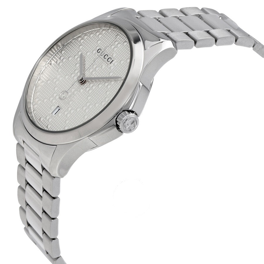 Gucci Unisex Swiss Made Quartz Stainless Steel Silver Dial 38mm Watch YA126459