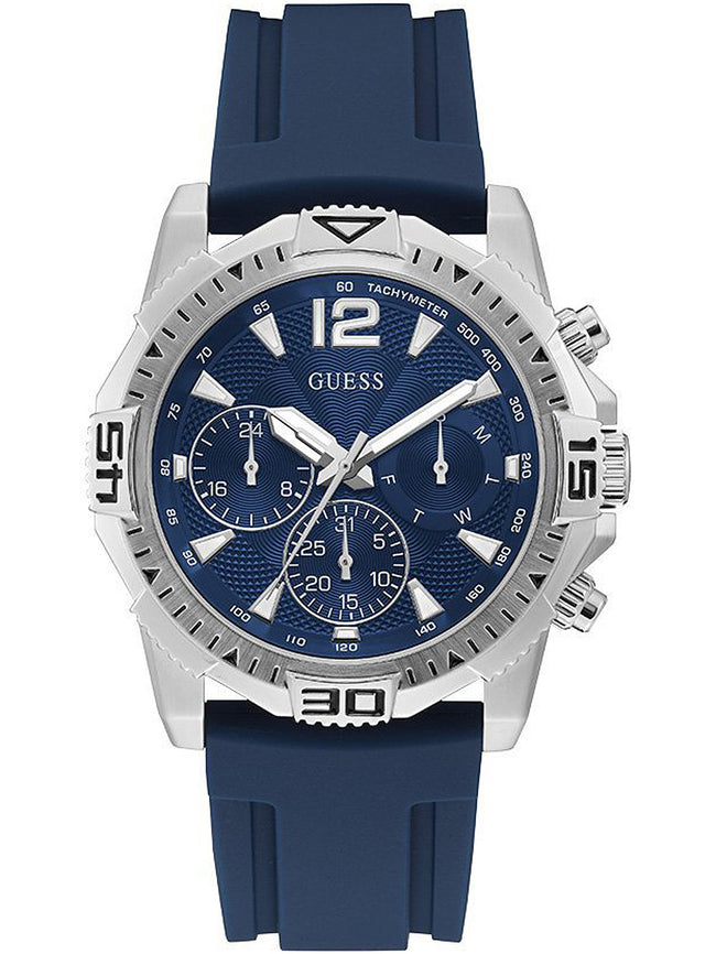 Guess Men’s Quartz Silicone Strap Blue Dial 45mm Watch GW0211G1 Hover Image